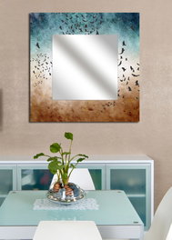 Wallity MA-20 Espejo Decorativo 50x50cm con Marco de MDF y Espejo de Plexiglás para el Hogar Elegante